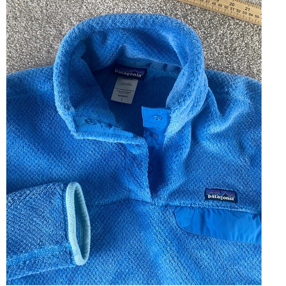 Patagonia ReTool Snap-T Fleece Pullover Sherpa Jacket Bright Blue Womens L 25442